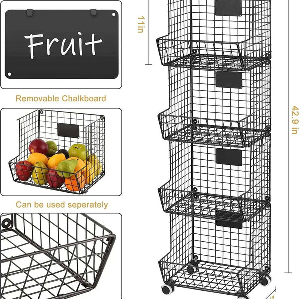 4-Tier Rolling Fruit Basket - Culinarywellbeing