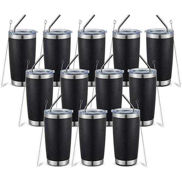20oz Tumbler with Lid And Metal Straw Cup BulkCoffee Mug Tumbler - 20oz Insulated Tumbler with Lid and Metal Straw ! Vacuum Insulated Double Wall Coffee Powder Coated Mug 12pcs - Culinarywellbeing