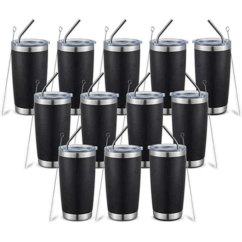 20oz Tumbler with Lid And Metal Straw Cup BulkCoffee Mug Tumbler - 20oz Insulated Tumbler with Lid and Metal Straw ! Vacuum Insulated Double Wall Coffee Powder Coated Mug 12pcs - Culinarywellbeing