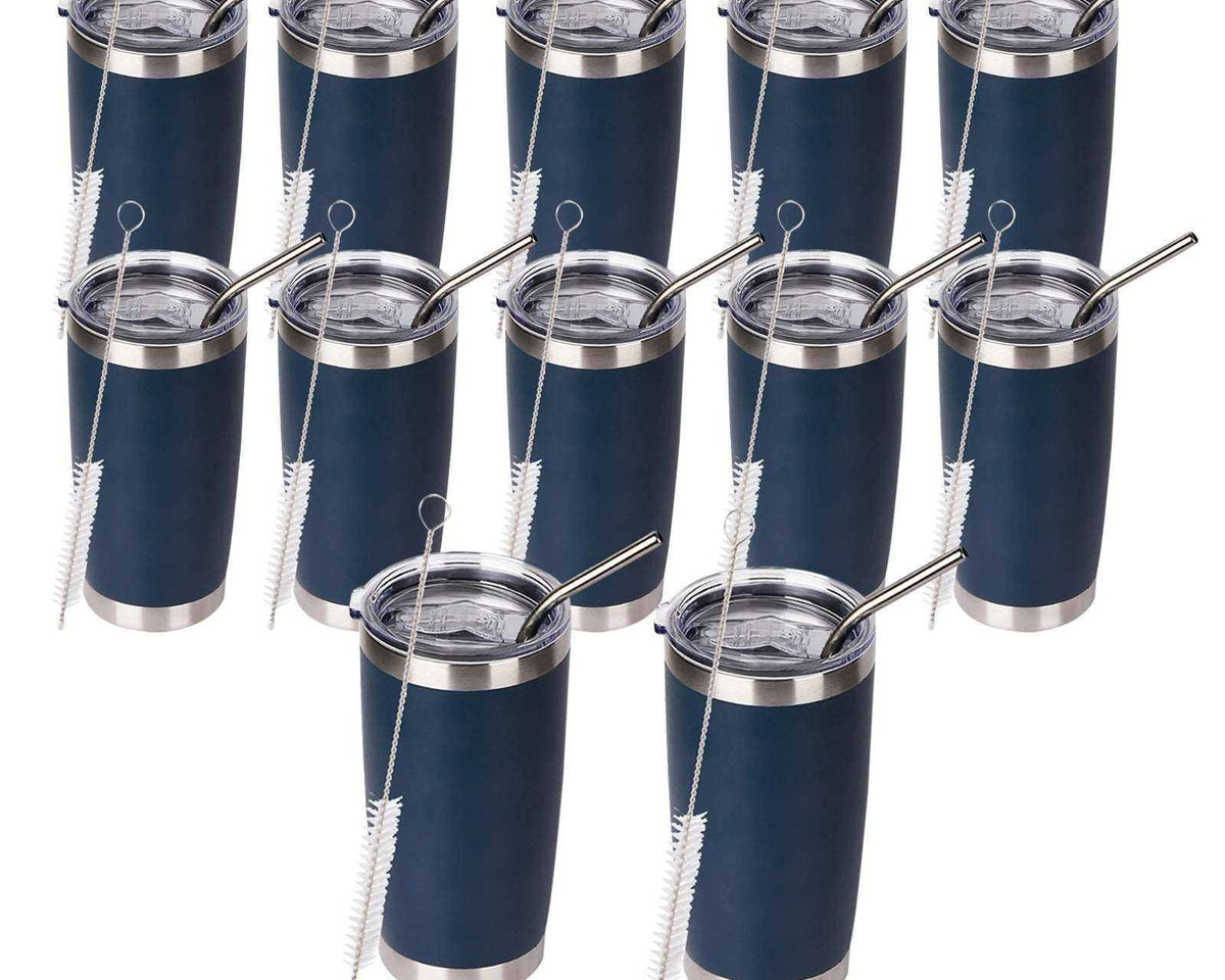 20oz Tumbler with Lid And Metal Coffee Mug Tumbler - 20oz Insulated Tumbler with Lid and Metal Straw !Straw Cup Bulk Vacuum Insulated Double Wall Coffee Powder Coated Mug 12pcs - Culinarywellbeing