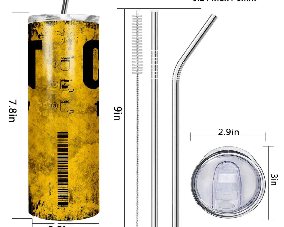 Eco-Friendly Stainless Steel Vacuum Flask - 20oz Grunge Oil Tumbler Cup with Lid & Straw