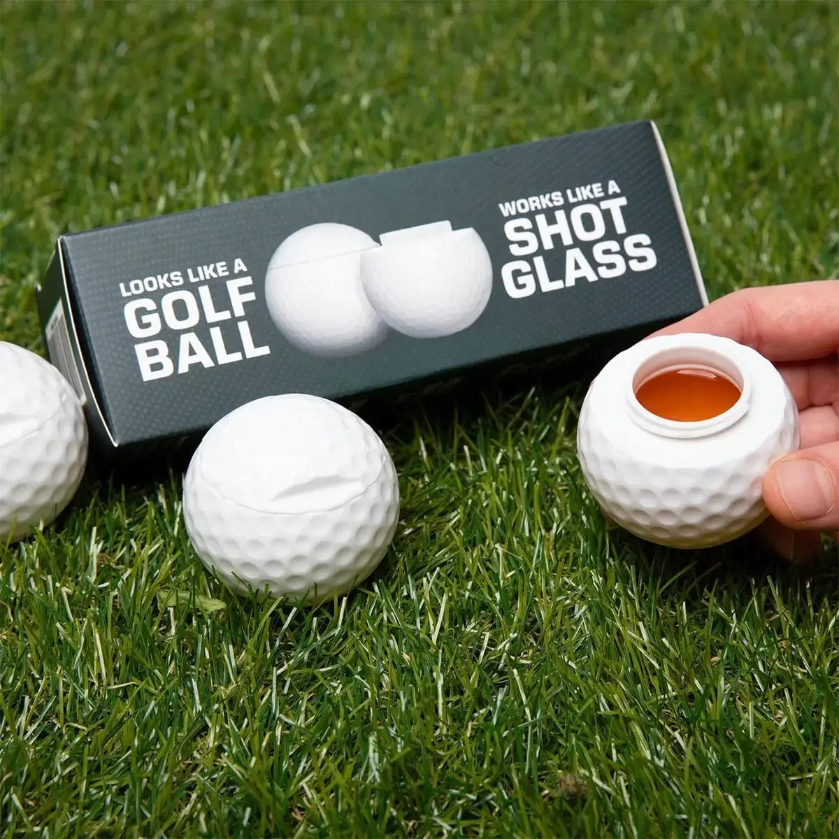 3-Piece Golf Ball Flask Set - ABS Shot Glasses w/ Gift Box