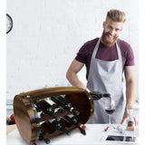 Wooden Barrel Wine Rack - Holds 10 Bottles, Rustic Tabletop Display