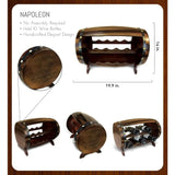 Wooden Barrel Wine Rack - Holds 10 Bottles, Rustic Tabletop Display