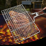 Stainless Steel BBQ Grill Mesh Mat – Non-Stick Grilling Basket for Meat, Vegetables & Steak – Camping, Picnic & Party Barbecue Tool (Folding Design) - CulinaryWellBeing