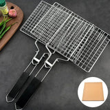 Stainless Steel BBQ Grill Mesh Mat – Non-Stick Grilling Basket for Meat, Vegetables & Steak – Camping, Picnic & Party Barbecue Tool (Folding Design) - CulinaryWellBeing