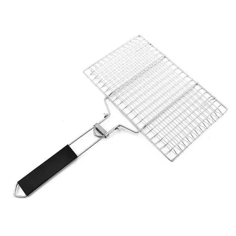 Stainless Steel BBQ Grill Mesh Mat – Non-Stick Grilling Basket for Meat, Vegetables & Steak – Camping, Picnic & Party Barbecue Tool (Folding Design) - CulinaryWellBeing