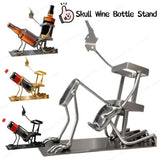 Steampunk Skull Wine Rack - Metal Skeleton Bottle Holder for Bar Decor

