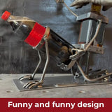 Steampunk Skull Wine Rack - Metal Skeleton Bottle Holder for Bar Decor

