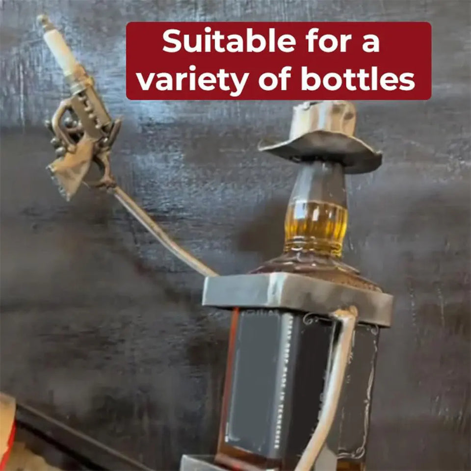 Steampunk Skull Wine Rack - Metal Skeleton Bottle Holder for Bar Decor

