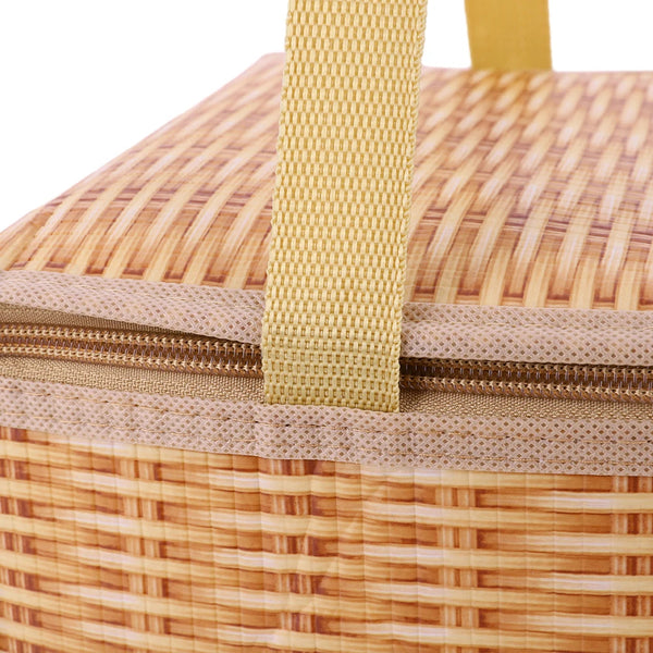 Wicker Picnic Cooler Bag - Thermal Insulated Lunch Box for Camping

