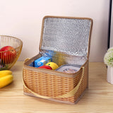 Wicker Picnic Cooler Bag - Thermal Insulated Lunch Box for Camping

