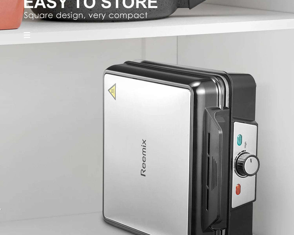 🥞 Yabano 4-Slice Belgian Waffle Maker - 3 Browning Levels with Nonstick Square Iron Plates - 1200 Watts, Compact Design 🥞