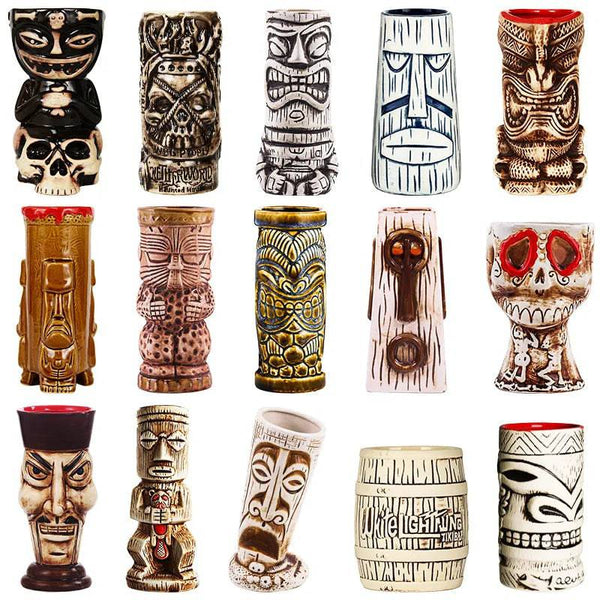 Hawaii Easter Island Tiki Mugs Creative Porcelain Beer Wine Mug Beer Wine Cocktail Party Cup Bar Tool Ceramic Tiki Mug 300-700ml - Culinarywellbeing