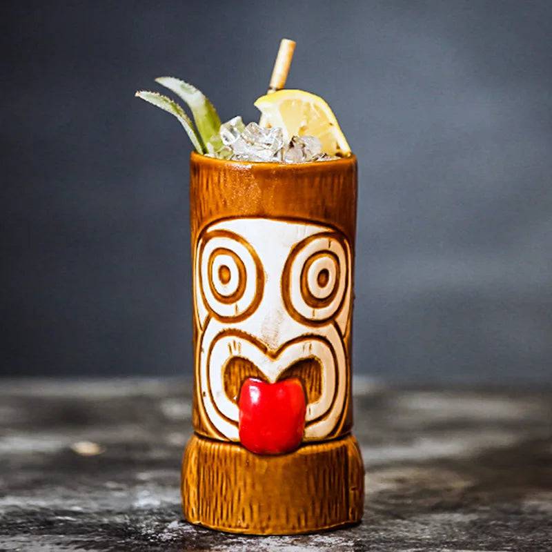 Hawaii Easter Island Tiki Mugs Creative Porcelain Beer Wine Mug Beer Wine Cocktail Party Cup Bar Tool Ceramic Tiki Mug 300-700ml - Culinarywellbeing