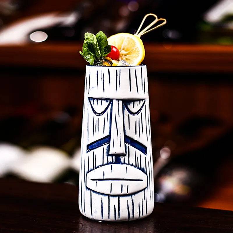 Hawaii Easter Island Tiki Mugs Creative Porcelain Beer Wine Mug Beer Wine Cocktail Party Cup Bar Tool Ceramic Tiki Mug 300-700ml - Culinarywellbeing