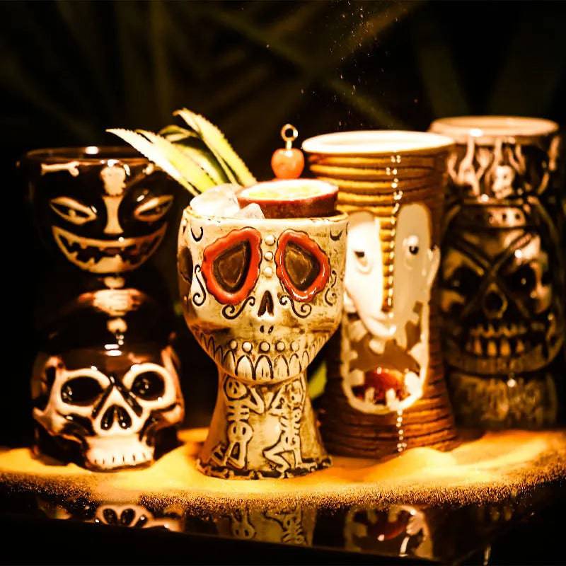 Hawaii Easter Island Tiki Mugs Creative Porcelain Beer Wine Mug Beer Wine Cocktail Party Cup Bar Tool Ceramic Tiki Mug 300-700ml - Culinarywellbeing