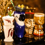 Hawaii Easter Island Tiki Mugs Creative Porcelain Beer Wine Mug Beer Wine Cocktail Party Cup Bar Tool Ceramic Tiki Mug 300-700ml - Culinarywellbeing