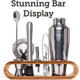 Cocktail Bar set Mixology Bartender Kit: 10-Piece Bar Tool Set with Stylish Bamboo Stand - Culinarywellbeing