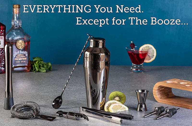 Cocktail Bar set Mixology Bartender Kit: 10-Piece Bar Tool Set with Stylish Bamboo Stand - Culinarywellbeing