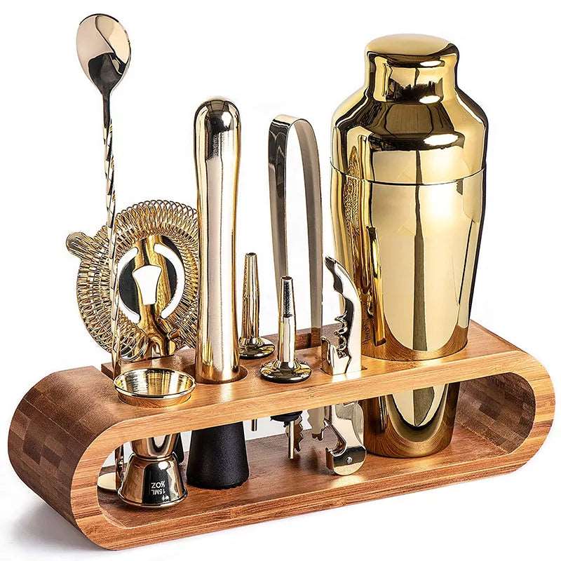 Cocktail Bar set Mixology Bartender Kit: 10-Piece Bar Tool Set with Stylish Bamboo Stand - Culinarywellbeing