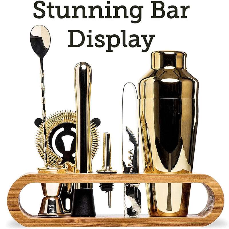 Cocktail Bar set Mixology Bartender Kit: 10-Piece Bar Tool Set with Stylish Bamboo Stand - Culinarywellbeing