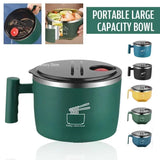 Stainless Steel Ramen Bowl with Lid-Kawaii Instant Noodle Bowl 