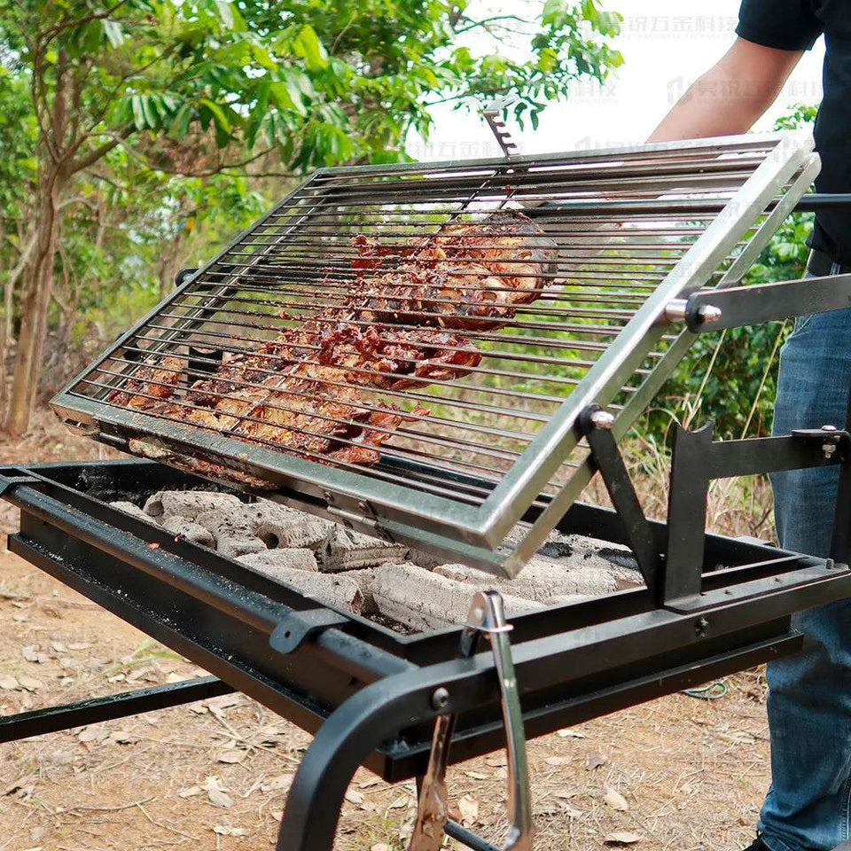 Rotating Grill Cook BBQ Grill Outdoor Charcoal Flipping & Rotating BBQ Grill Mesh Frame!!!