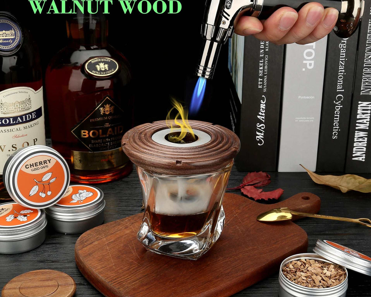 Cocktail Smoker Kit Premium Quality:Walnut Beech,for Wood Chip Flavors