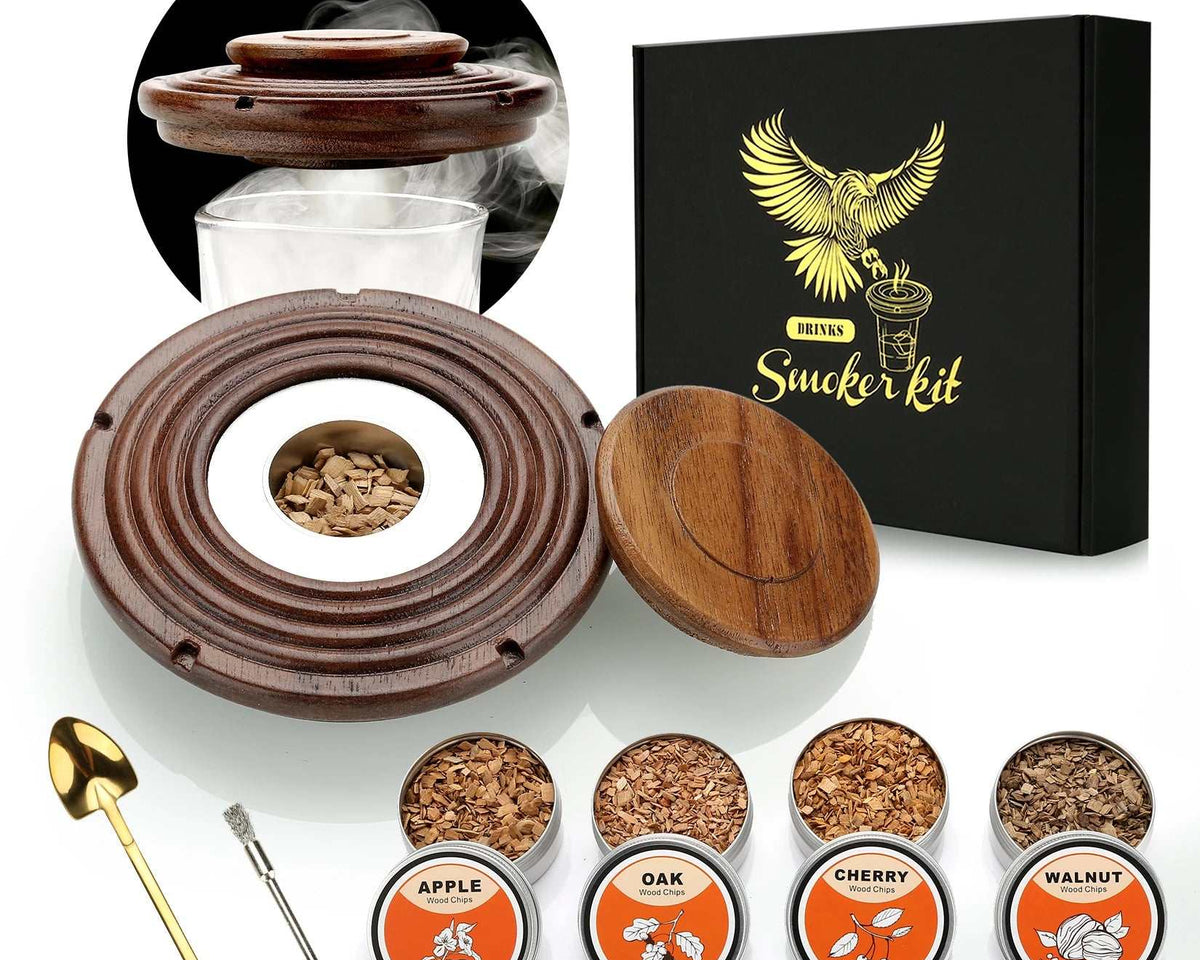 Cocktail Smoker Kit Premium Quality:Walnut Beech,for Wood Chip Flavors