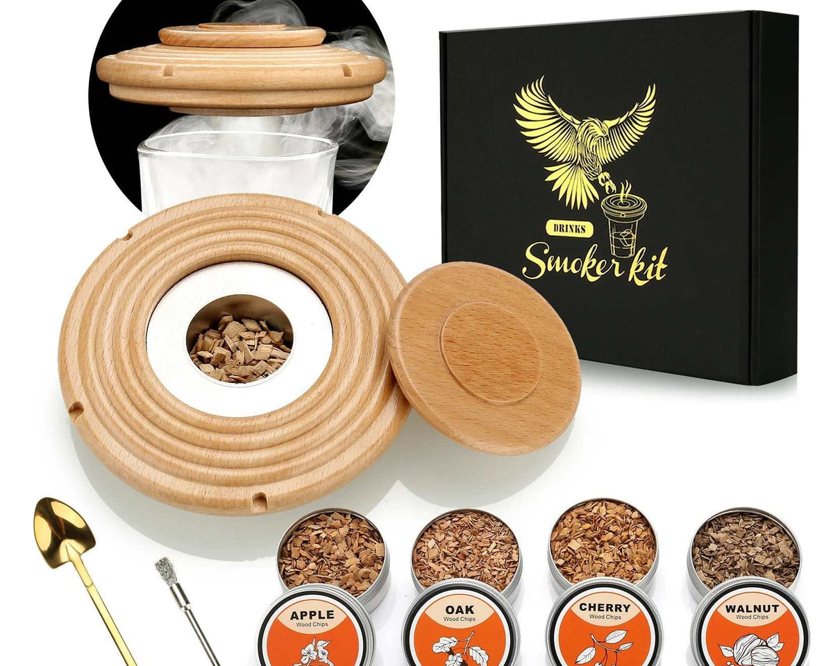 Cocktail Smoker Kit Premium Quality:Walnut Beech,for Wood Chip Flavors