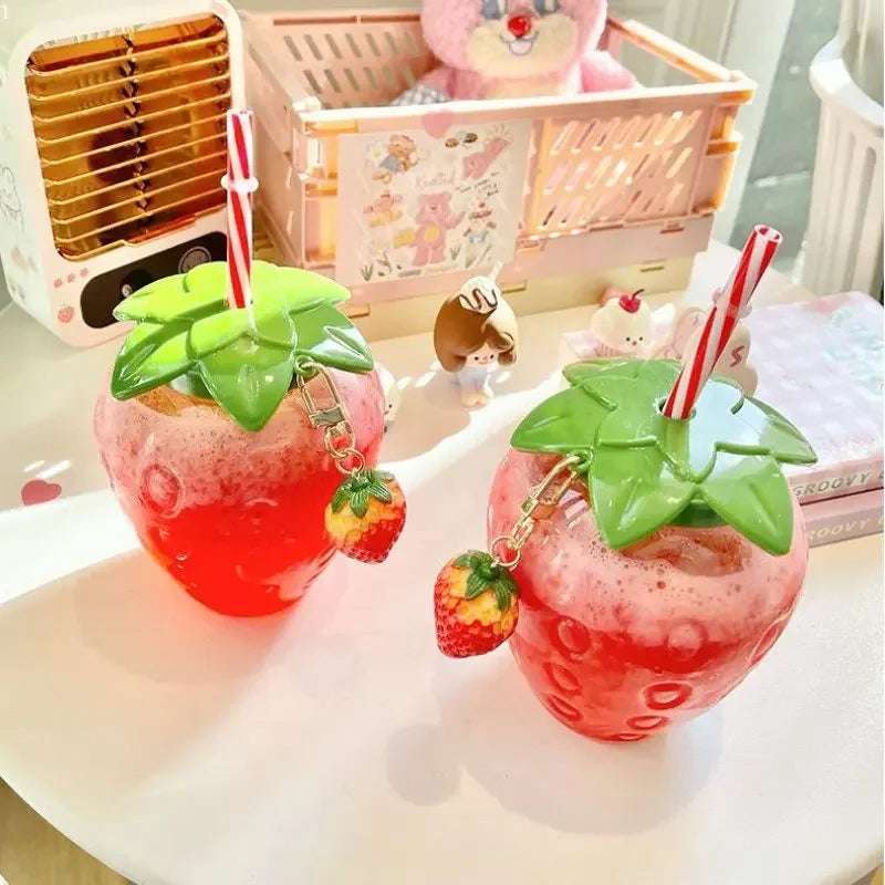 Strawberry Straw Water Bottle  Drinking Cup - Culinarywellbeing