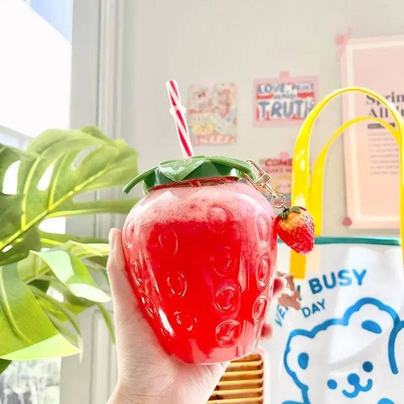 Strawberry Straw Water Bottle  Drinking Cup - Culinarywellbeing