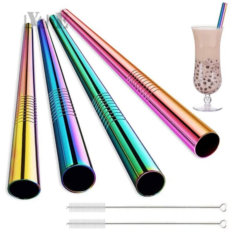 Stainless Steel Drinking Straws Set Bar Boba Straight Straw Tubes - Culinarywellbeing