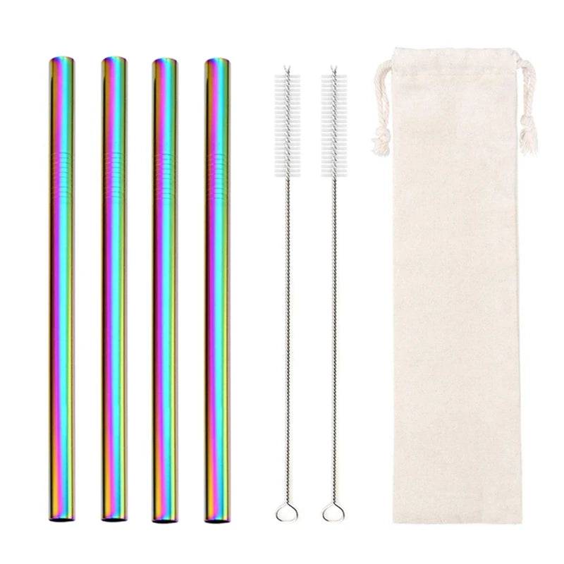 Stainless Steel Drinking Straws Set Bar Boba Straight Straw Tubes - Culinarywellbeing