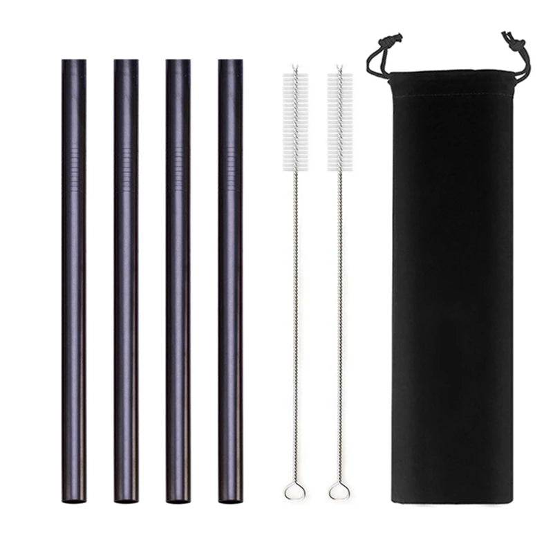 Stainless Steel Drinking Straws Set Bar Boba Straight Straw Tubes - Culinarywellbeing