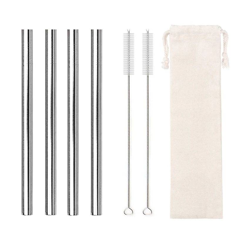 Stainless Steel Drinking Straws Set Bar Boba Straight Straw Tubes - Culinarywellbeing