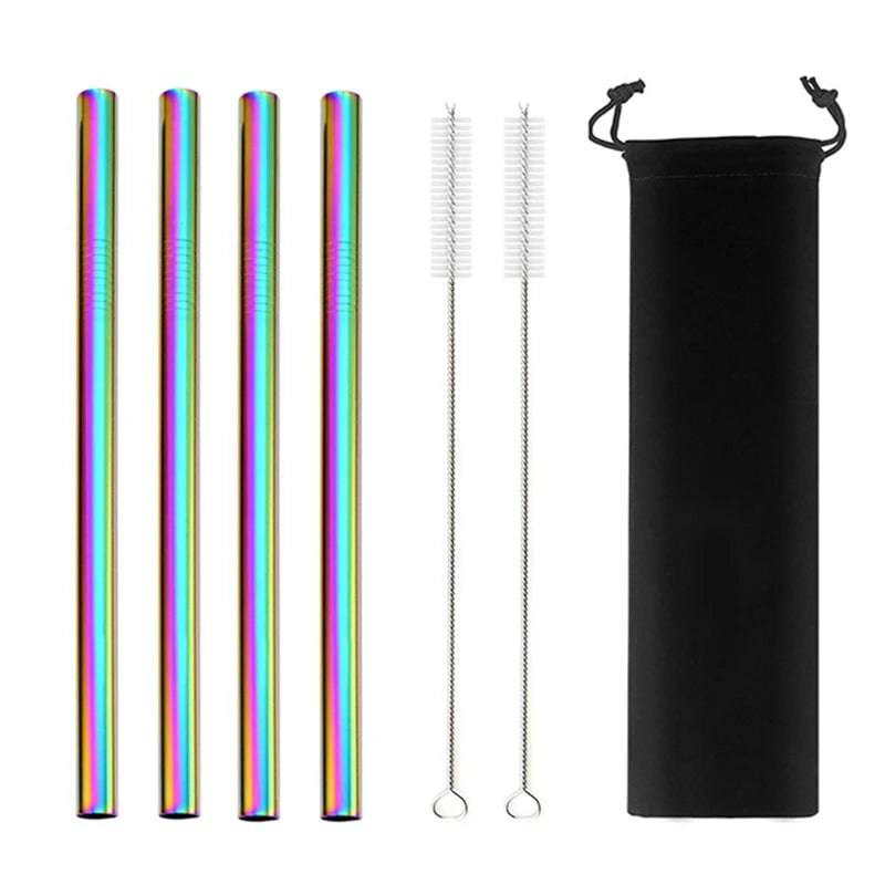 Stainless Steel Drinking Straws Set Bar Boba Straight Straw Tubes - Culinarywellbeing