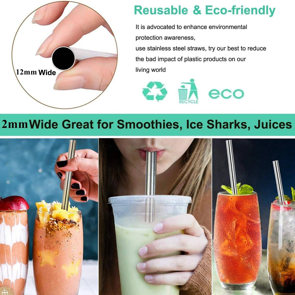 Stainless Steel Drinking Straws Set Bar Boba Straight Straw Tubes - Culinarywellbeing