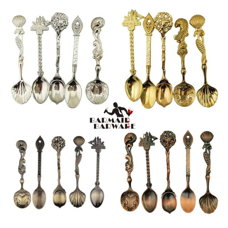 Vintage Royal Style Carved Small Coffee Spoon Flatware Cutlery Kitchen Dining - Culinarywellbeing