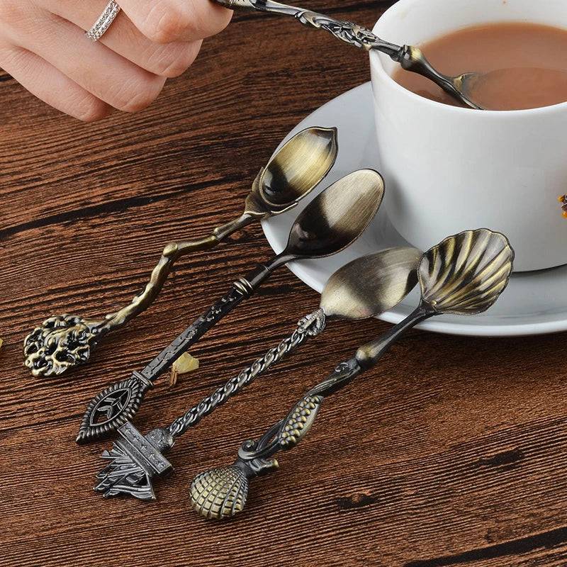 Vintage Royal Style Carved Small Coffee Spoon Flatware Cutlery Kitchen Dining - Culinarywellbeing