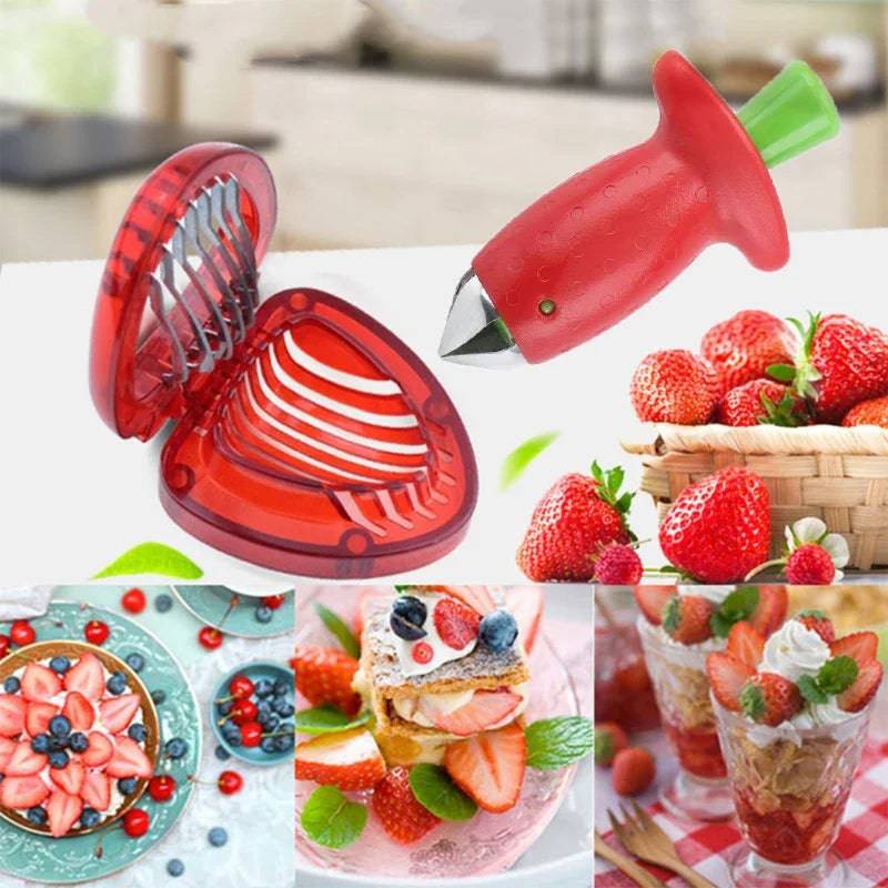 Strawberry slicer Strawberry corer Strawberry peeler Stem remover Creative melon and fruit slicer - Culinarywellbeing