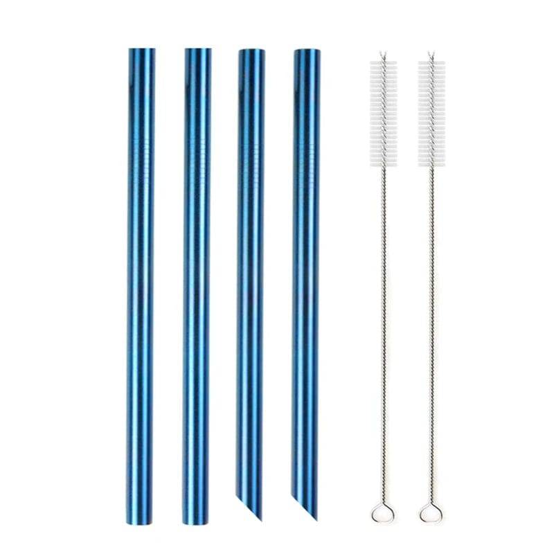 Metal Boba Straws with 2 Brush 304 Stainless Steel Straws Set Bar Drinking Bent Straw - Culinarywellbeing