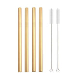 Metal Boba Straws with 2 Brush 304 Stainless Steel Straws Set Bar Drinking Bent Straw - Culinarywellbeing