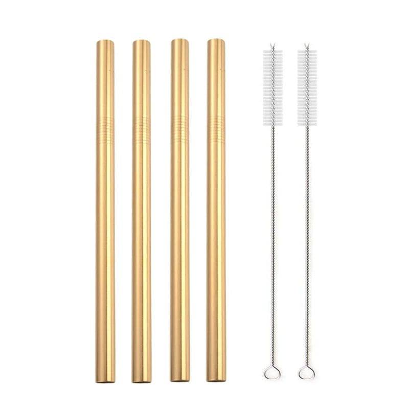 Metal Boba Straws with 2 Brush 304 Stainless Steel Straws Set Bar Drinking Bent Straw - Culinarywellbeing