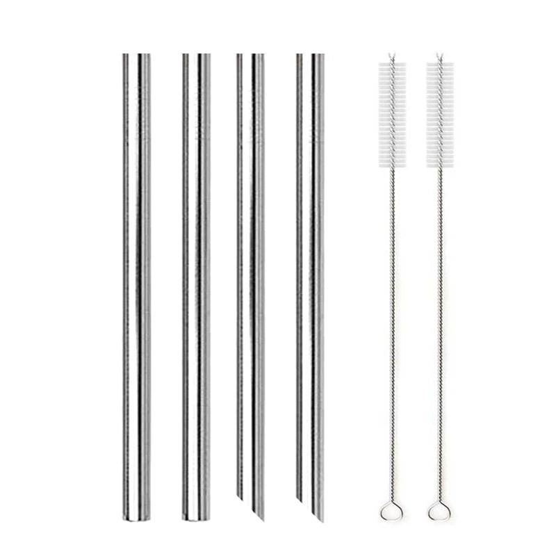Metal Boba Straws with 2 Brush 304 Stainless Steel Straws Set Bar Drinking Bent Straw - Culinarywellbeing