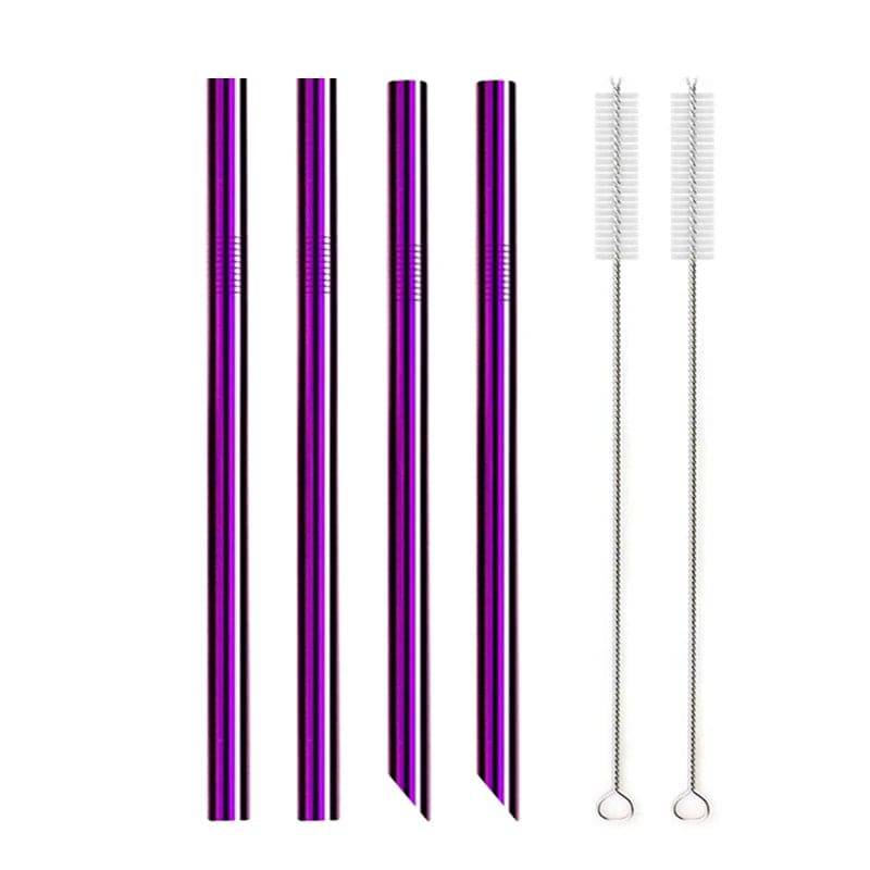 Metal Boba Straws with 2 Brush 304 Stainless Steel Straws Set Bar Drinking Bent Straw - Culinarywellbeing