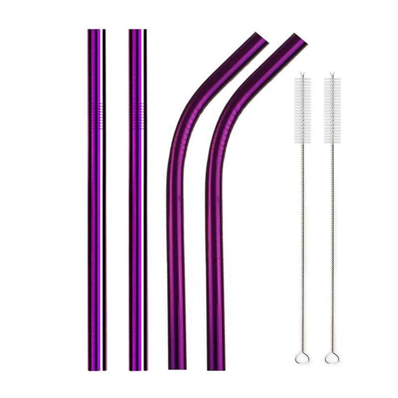 Metal Boba Straws with 2 Brush 304 Stainless Steel Straws Set Bar Drinking Bent Straw - Culinarywellbeing