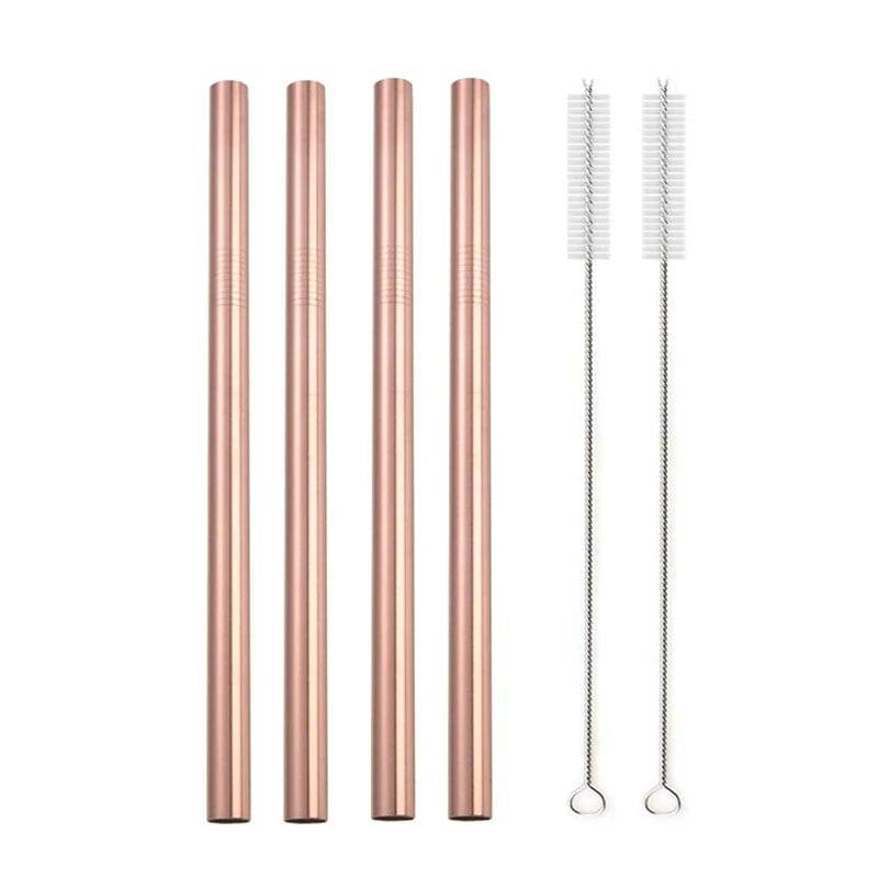 Metal Boba Straws with 2 Brush 304 Stainless Steel Straws Set Bar Drinking Bent Straw - Culinarywellbeing