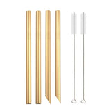 Metal Boba Straws with 2 Brush 304 Stainless Steel Straws Set Bar Drinking Bent Straw - Culinarywellbeing